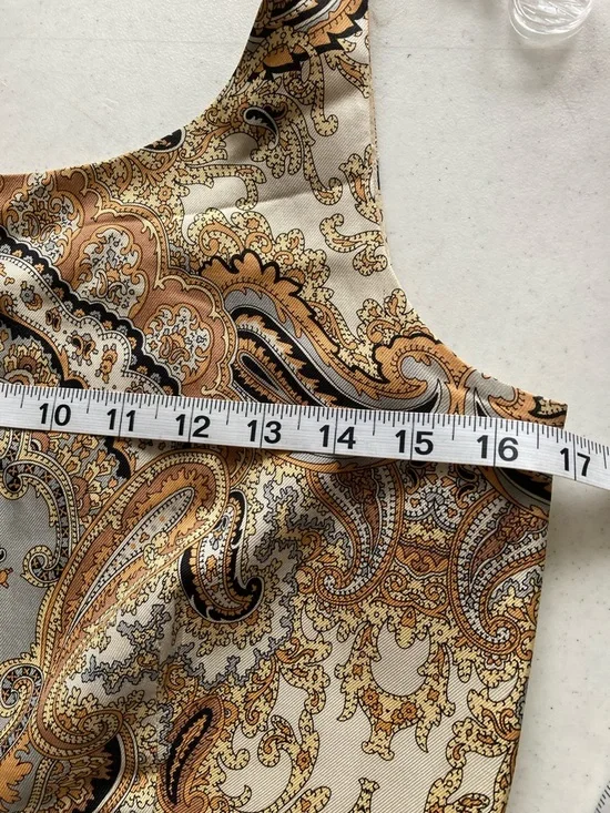 J. Crew 85% Silk Gold & Cream Paisley Midi Sheath Dress - Picture 8 of 10